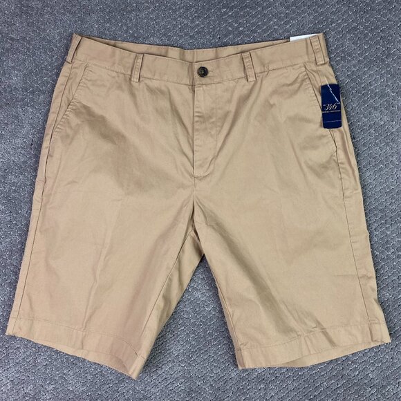 Brooks Brothers 346 Shorts Men's 36 Khaki Chino Cotton Flat Front - Picture 1 of 15